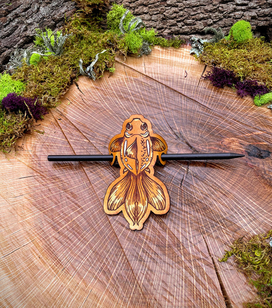 Hair Slide - Goldfish with Painted Highlights
